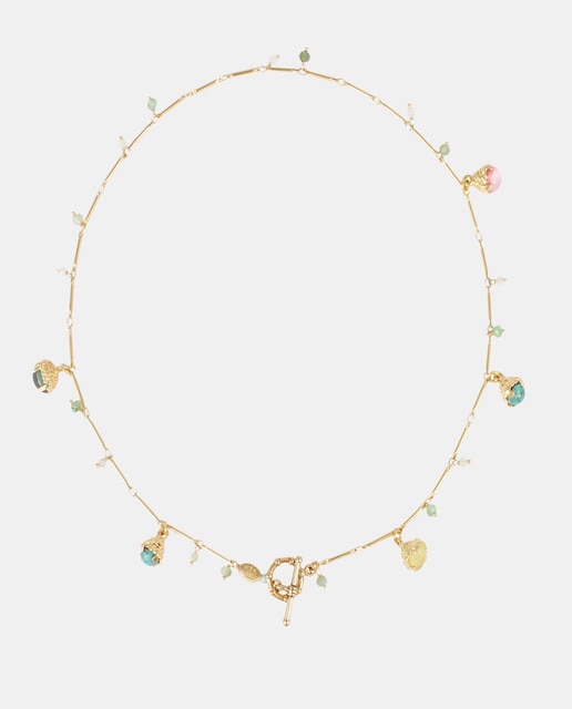 Imagen 0 de Collar Lucce bis con piedras y bañado en oro