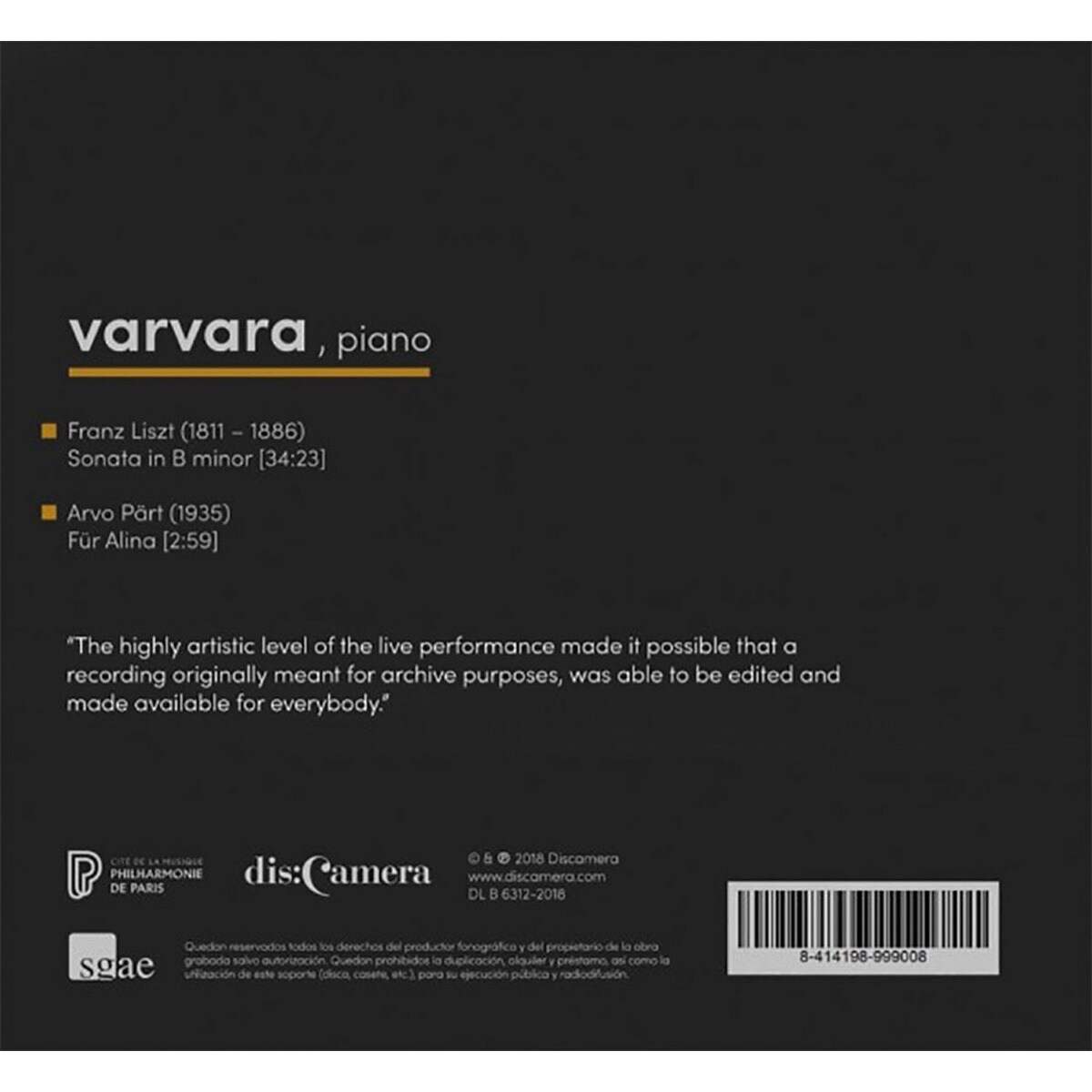 Liszt Sonata in B minor (Live in Paris) (CD) 2