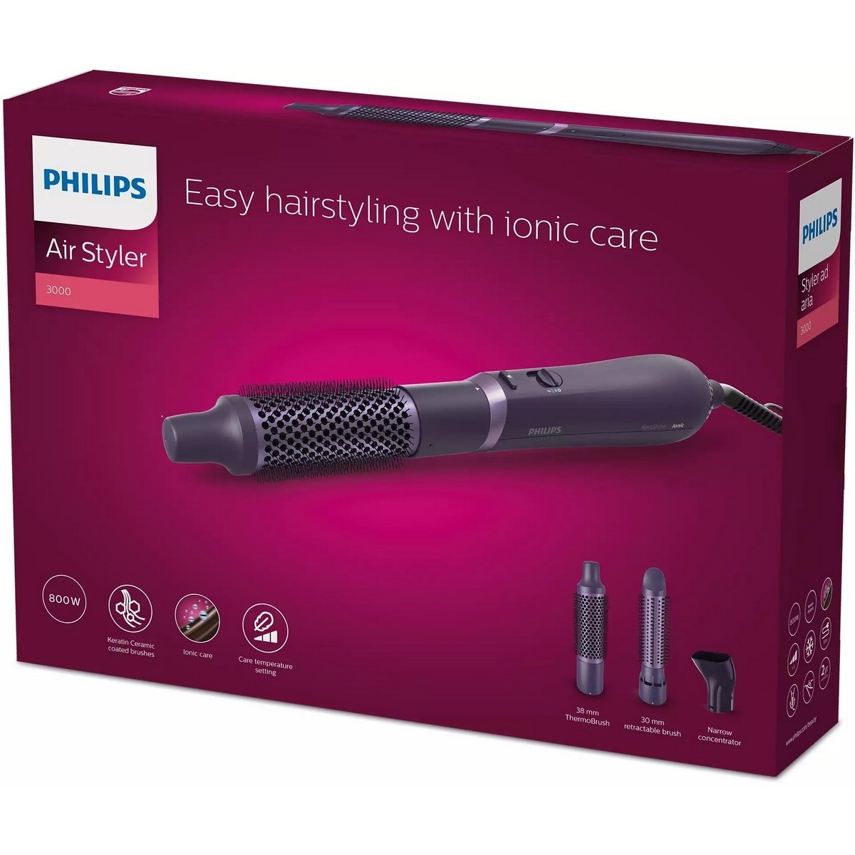 Escova Modelador de Cabelo Philips Serie 3000 BHA305/00 de 800 W e 3 Níveis de Temperatura - Roxo Roxo-10