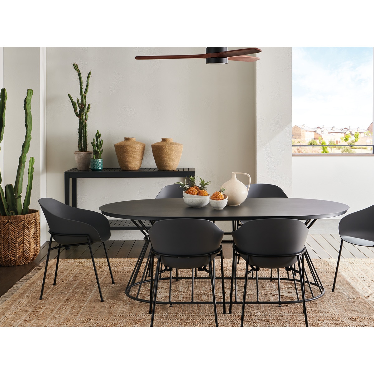 Ventilador de techo con luz LED y Motor DC Son Bou negro y madera El Corte Inglés Negro-7