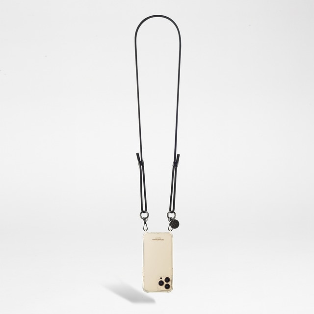 Imagen 0 de Cordón trenzado de algodón Naé La Coque Française con mosquetones negros metalizados color negro Largo graduable