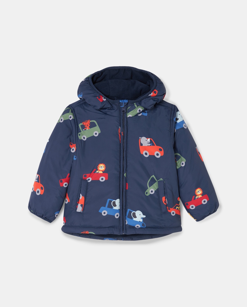 Parka à capuche légère imprimé voitures