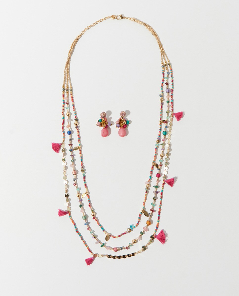 Combo sautoir paillettes