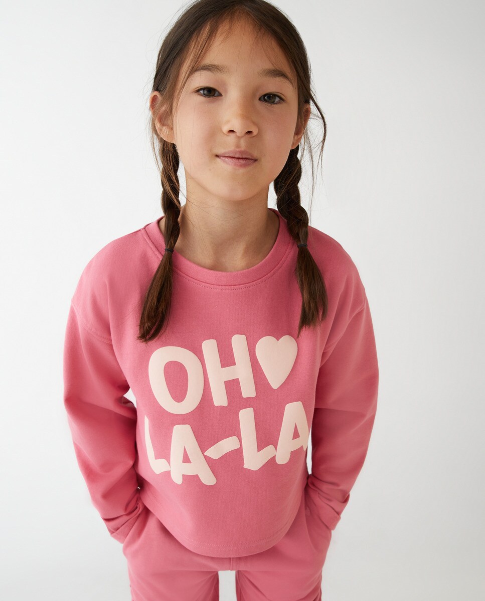 Sweat à manches longues avec imprimé placé devant