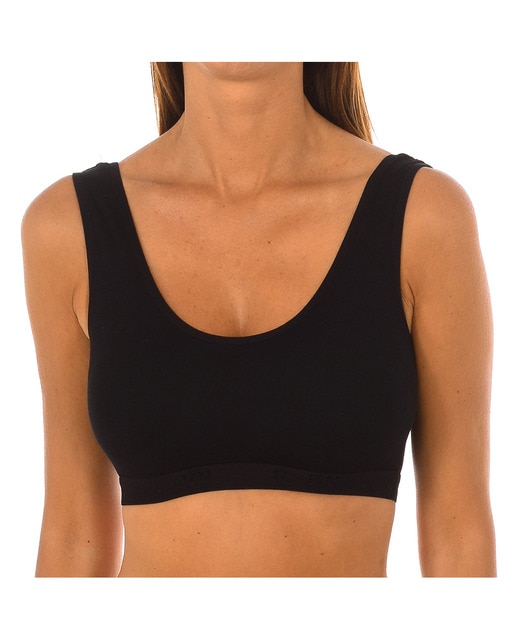 Imagen 0 de Top de encaje de micofibra bamboo y escote redondo mujer