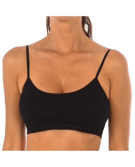 Imagen 0 de Top de encaje de micofibra bamboo y escote redondo mujer