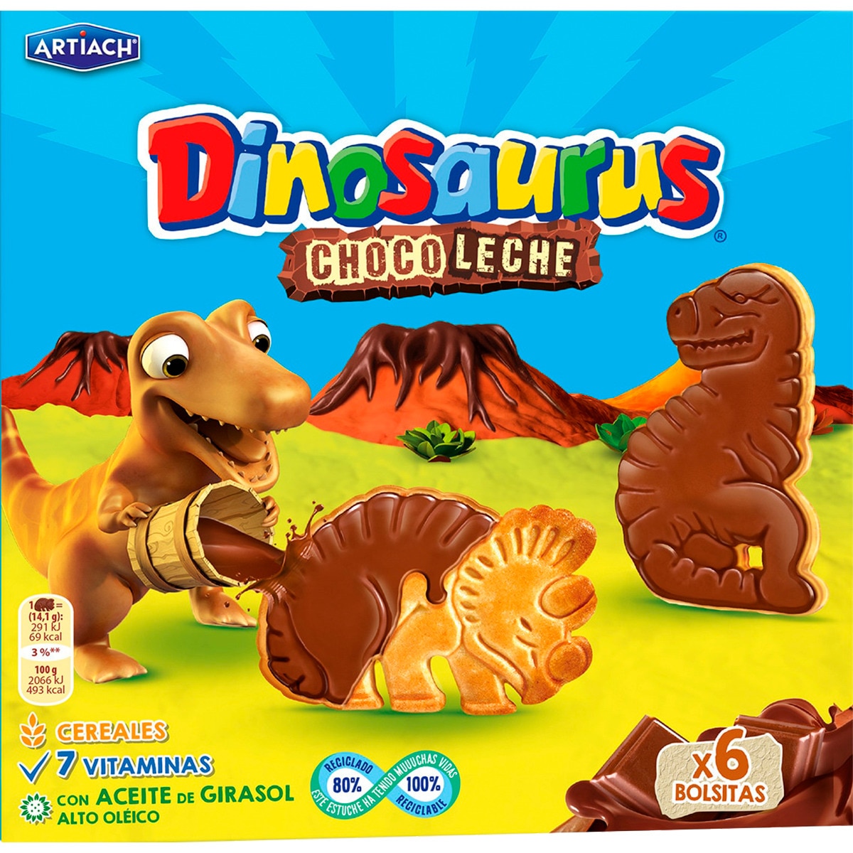 Bolachas de Chocolate Dinossauros embalagem 255 g