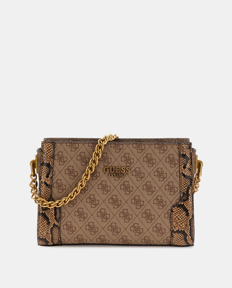 Pochette moyen Ajiona zippée à imprimé logos