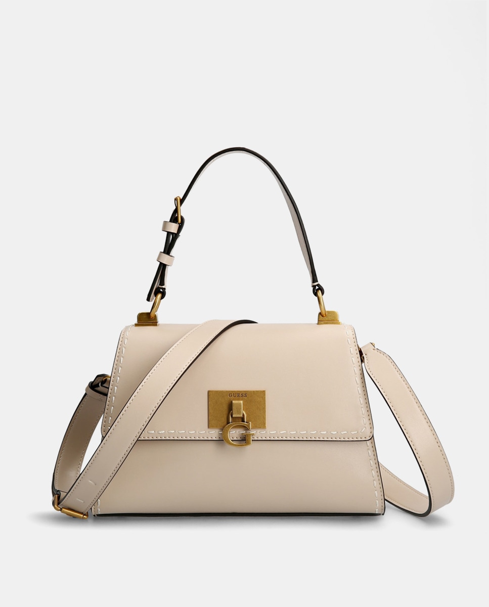 Grand sac à main Stephi uni écru à rabat