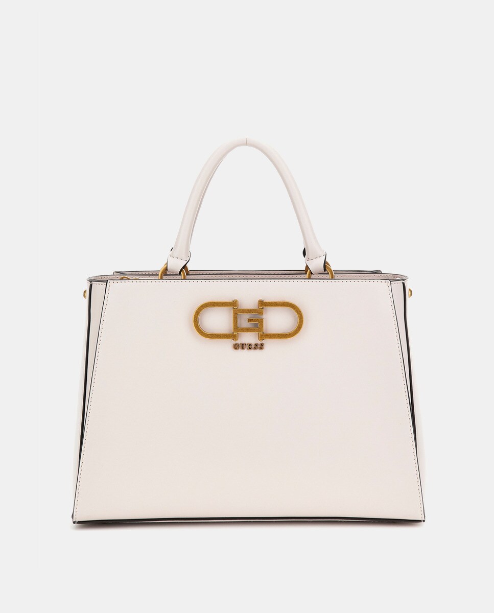 Grand sac à main Fleet uni écru avec bandoulière