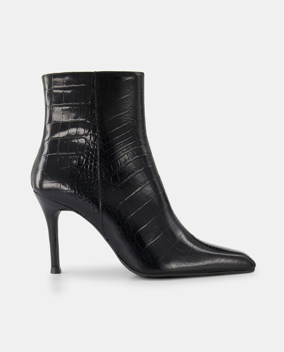 Bottines Sitepa imitation croco à bout pointu et talon aiguille
