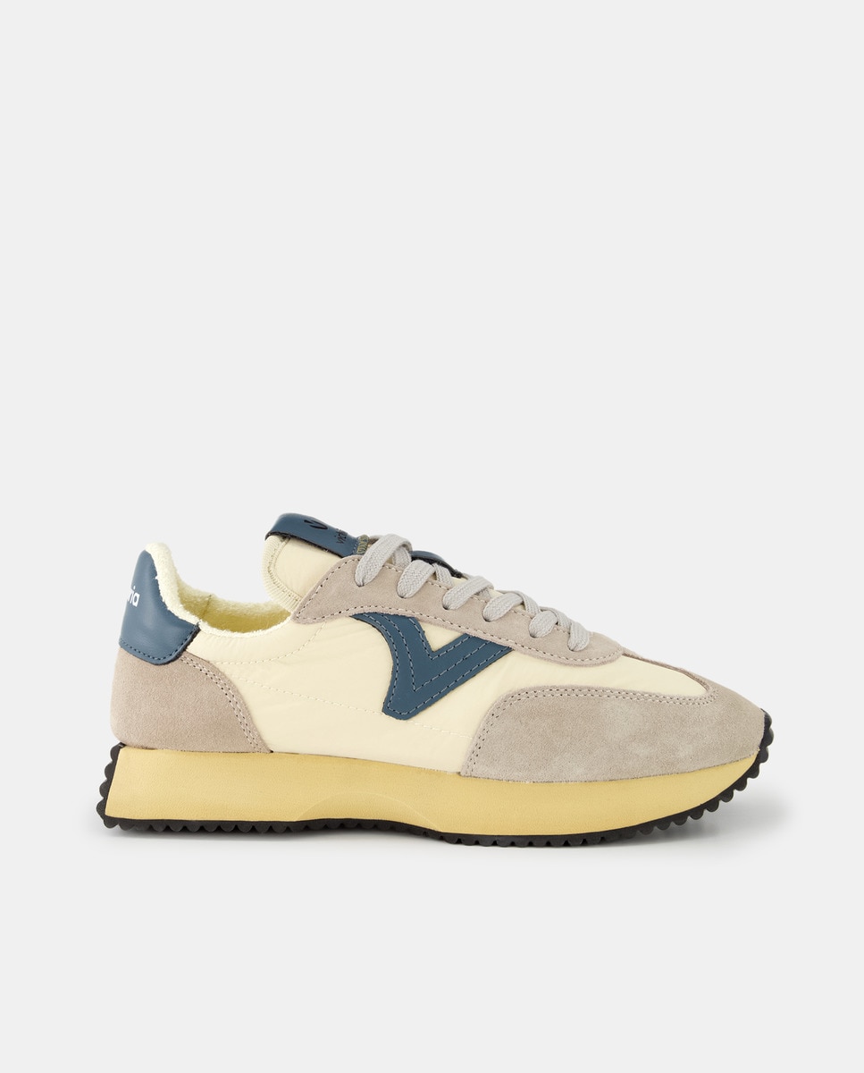 Chaussures Cosmos basses style running en croûte de cuir avec logo et semelle épaisse