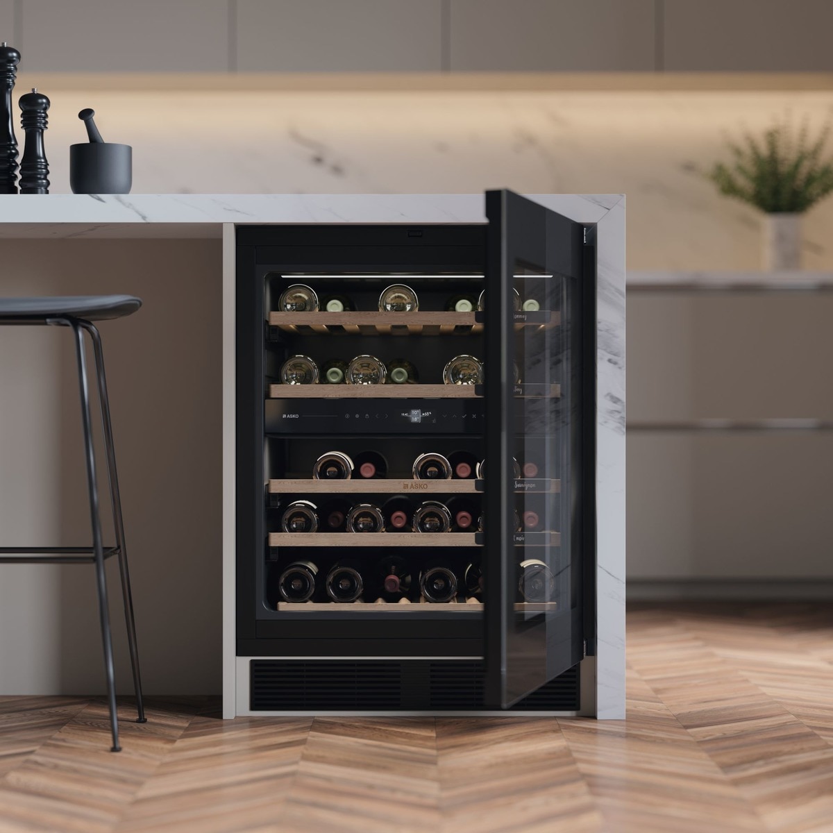 Vinoteca Asko para 38 botellas, 2 temperaturas - WCN25842G Negro-5