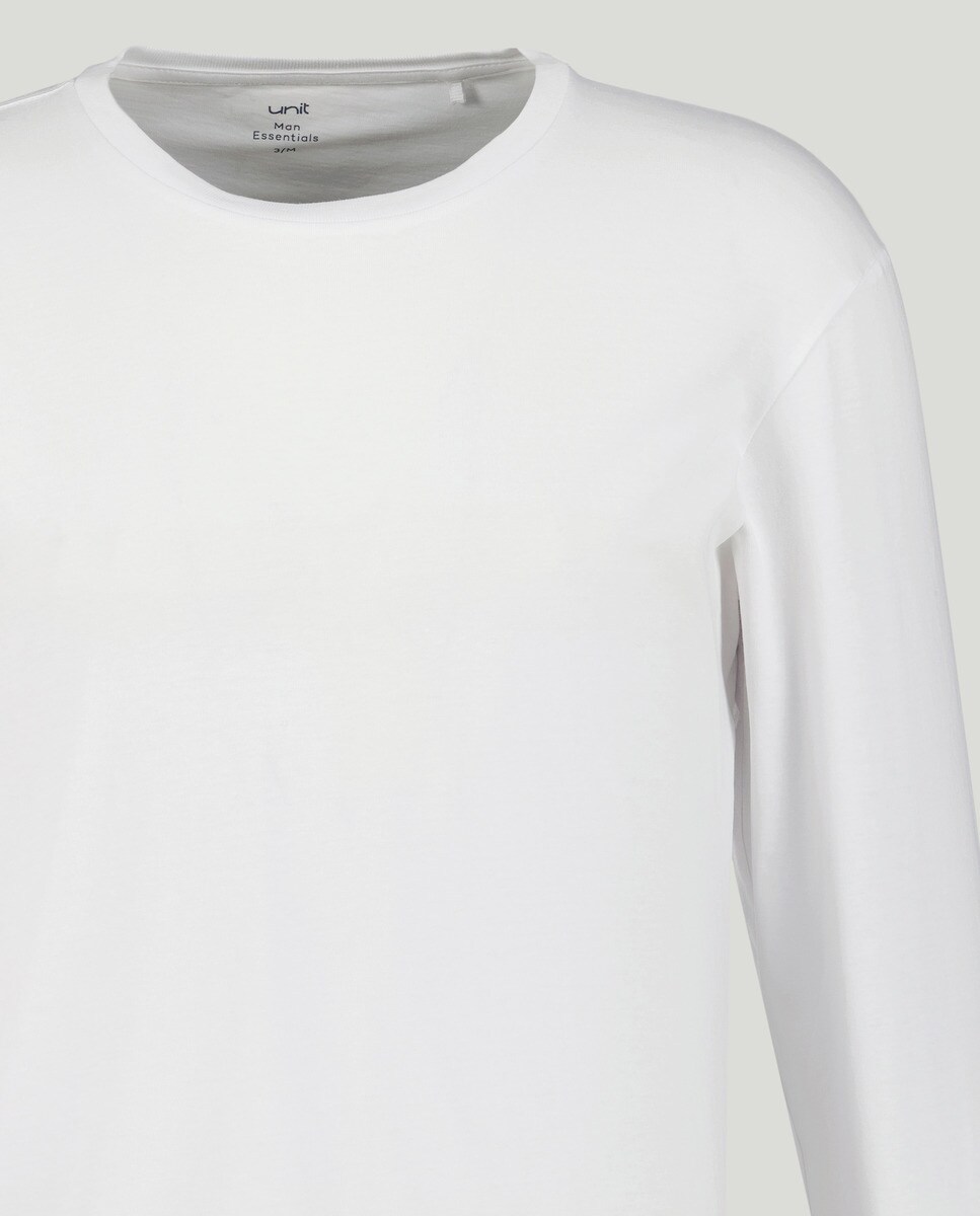 Camiseta de hombre manga larga básica Blanco-4