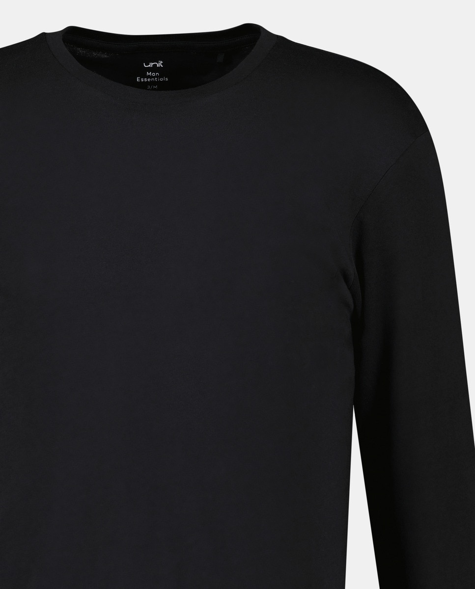 Camiseta de hombre manga larga básica Negro-4