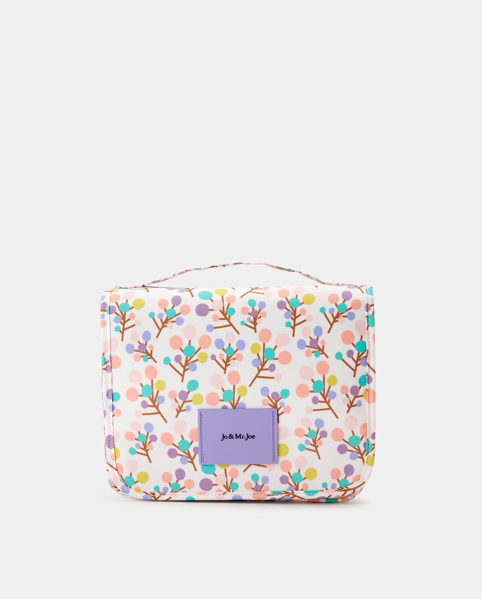 Grande trousse crème à motif avec anse courte
