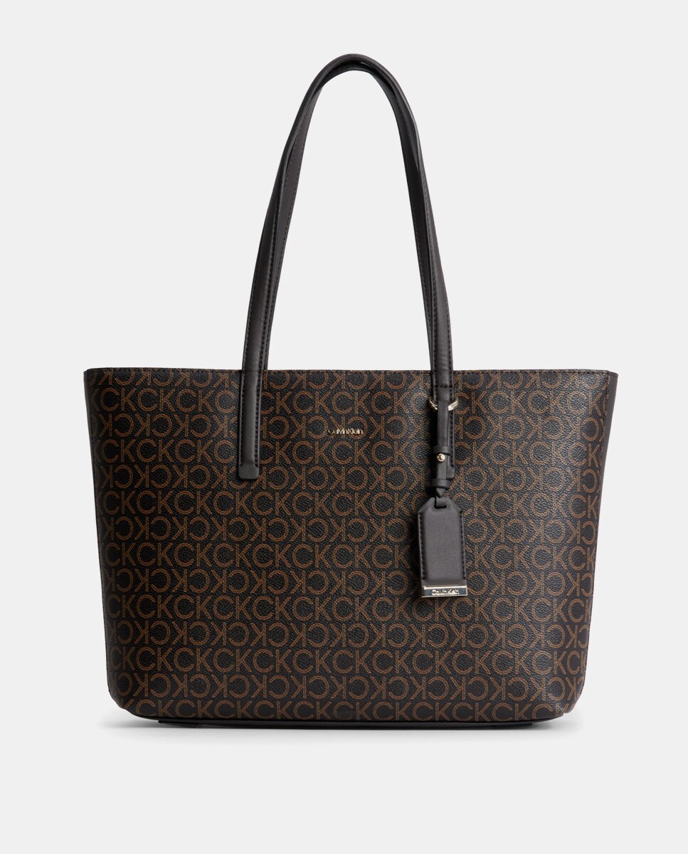 Sac cabas foncé avec logos zippé