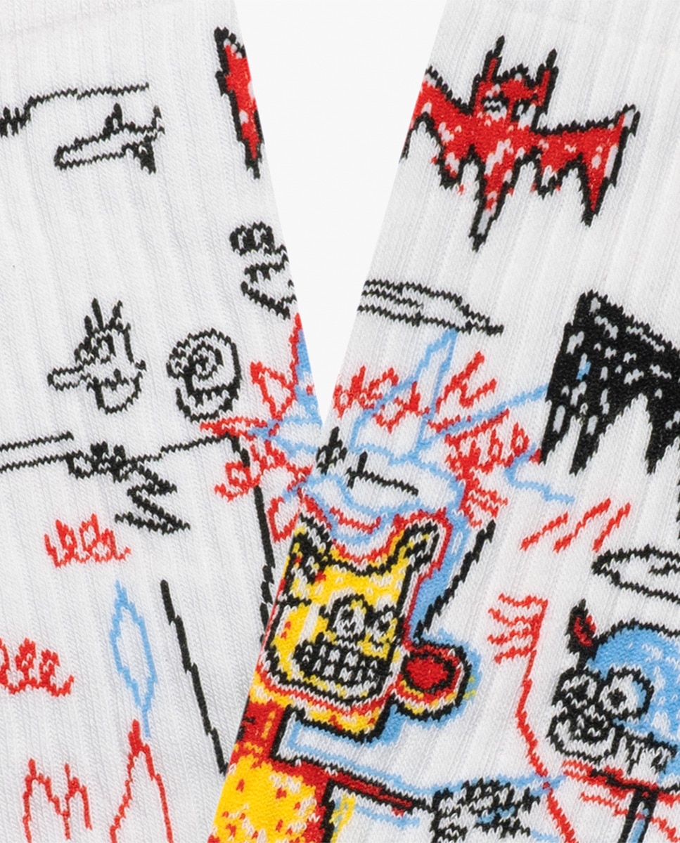 Meia Atlética Basquiat Batman Branco-3