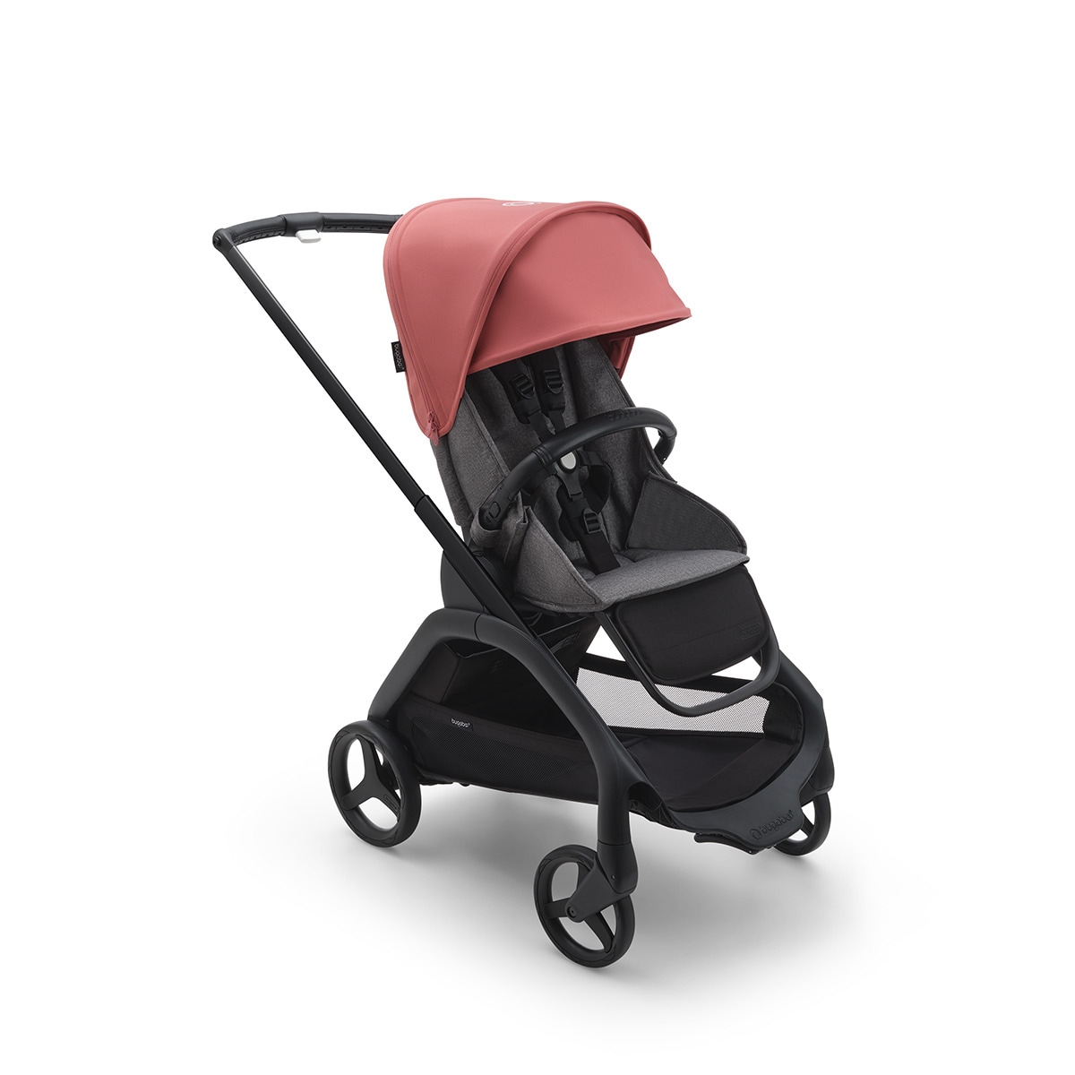 Carrinho de Bebé Duo Dragonfly - Base Preto/Cinzento Melange com Capota Vermelho Amanhecer e Alcofa Cinzento Melange Cinzento-2