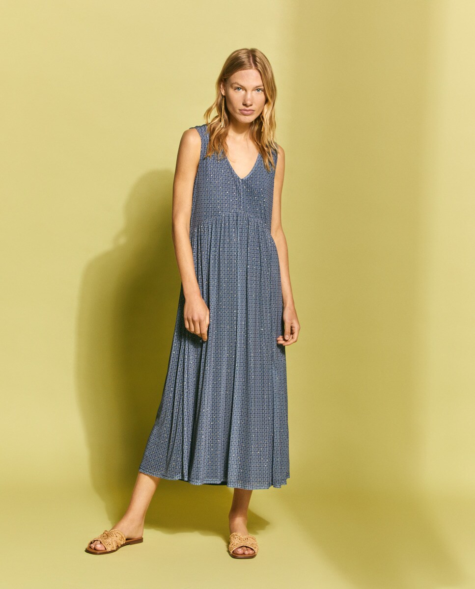 Robe sans manches en maille pailletée