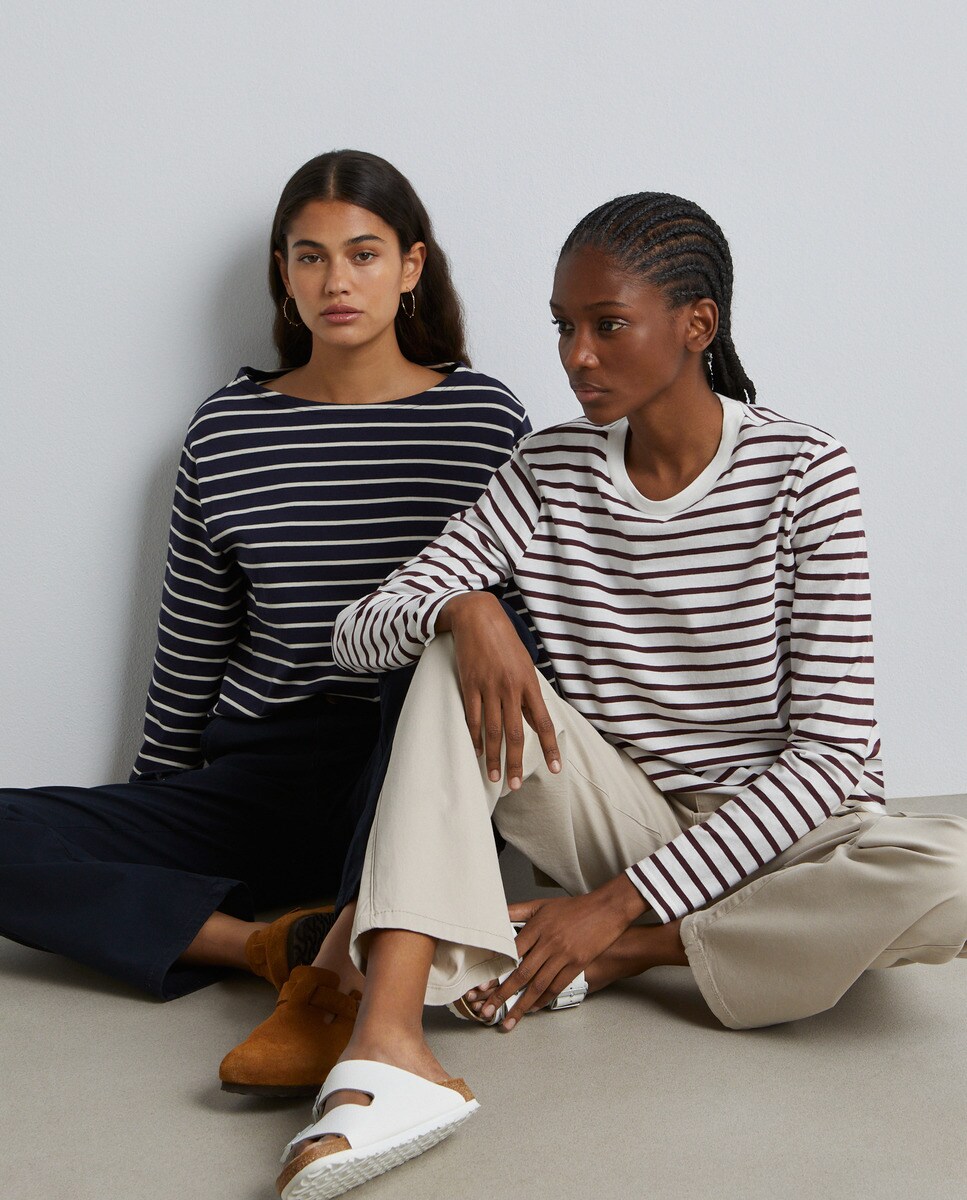 Tshirt basique à motif et manches longues