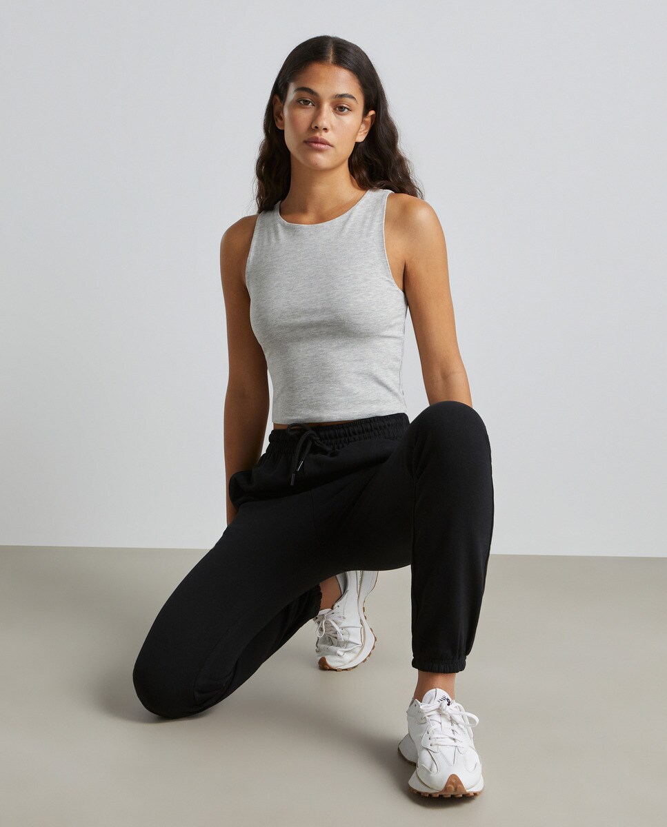 Crop top uni doublé devant