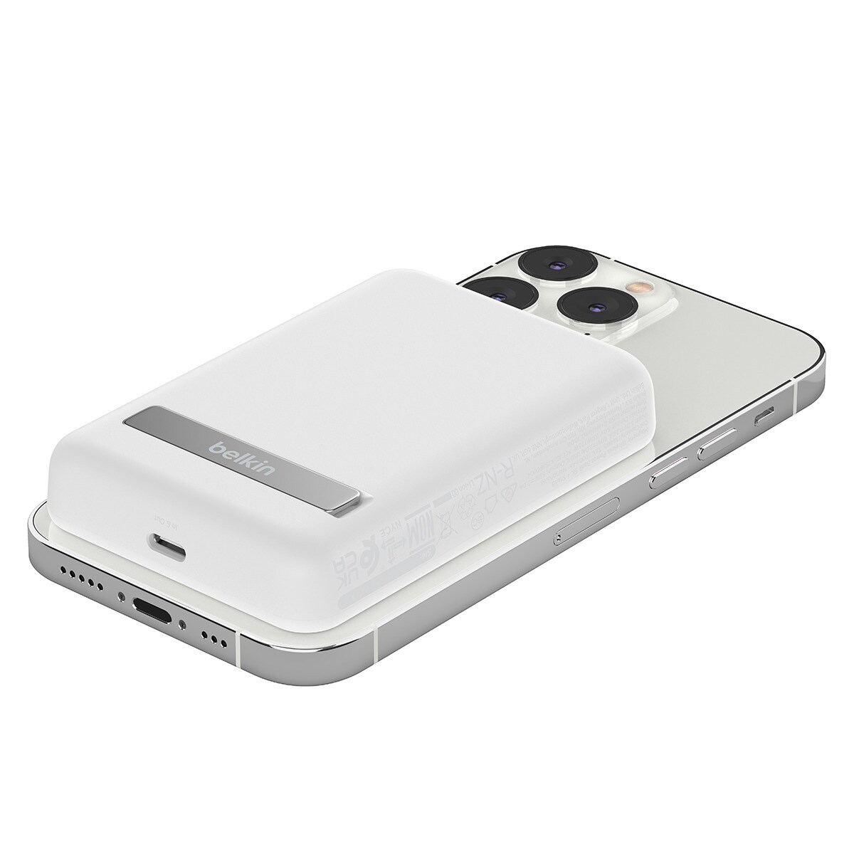 Batería externa inalámbrica magnética Belkin 5000 mAh + soporte Blanco-2