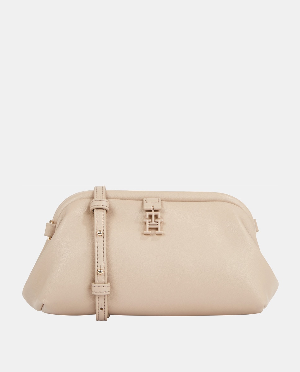 Sac à bandoulière écru avec logo ton sur ton