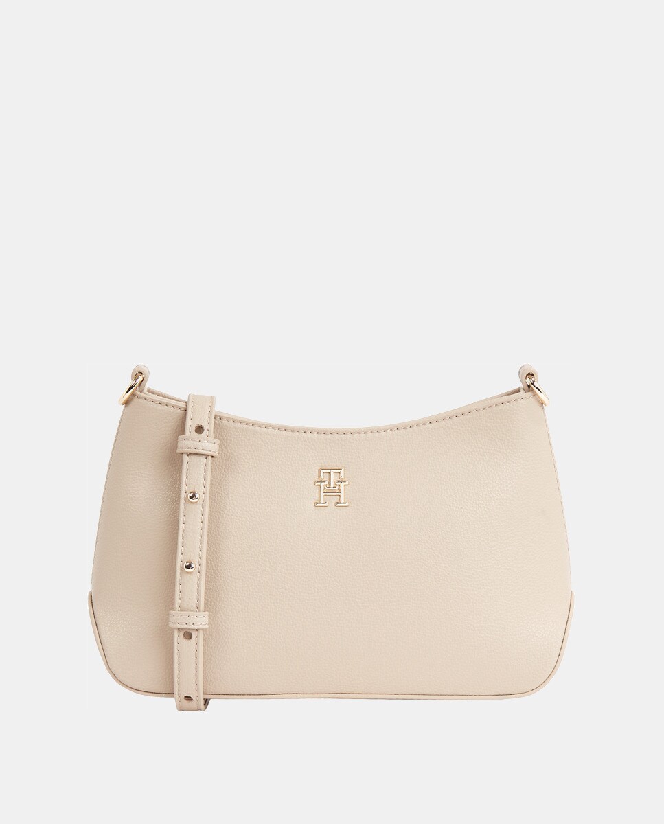 Sac à bandoulière écru avec logo en métal