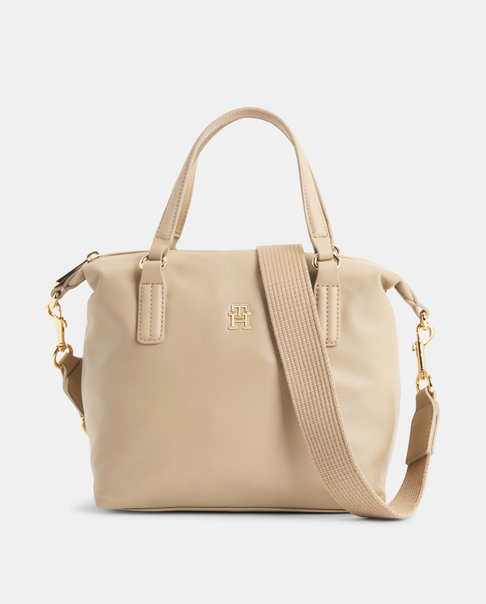 Sac porté épaule style tote écru avec logo TH en métal