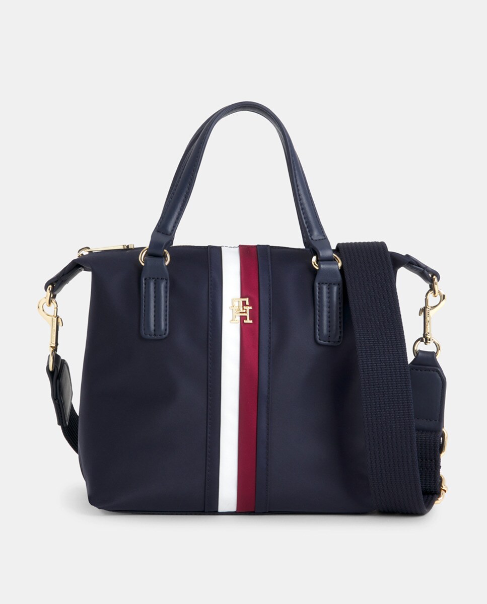 Sac porté épaule style tote zippé avec logo TH en métal