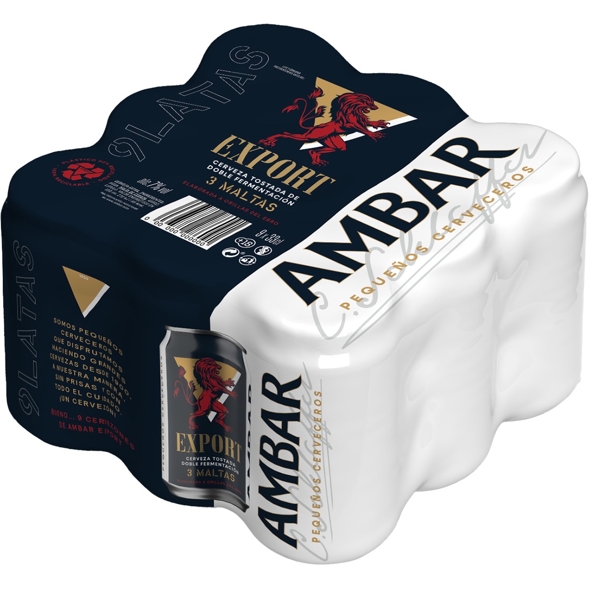 cerveza tostada tres maltas de doble fermentación pack 9 latas 33 cl