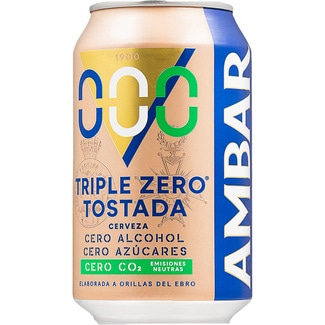 cerveza tostada Triple Zero sin alcohol lata 33 cl - Ambar 0,0