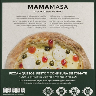 pizza cuatro quesos con pesto caja 420 g - Mamamasa