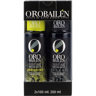 aceite de oliva virgen extra estuche 2 botellas 100 ml variedad Picual y Arbequina - Oro Bailen