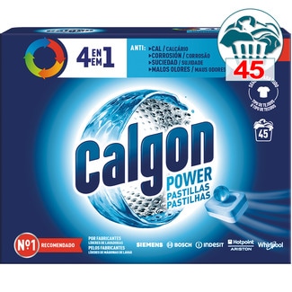 antical para lavadora en pastillas Power 4 en 1 caja 45 unidades - Calgon