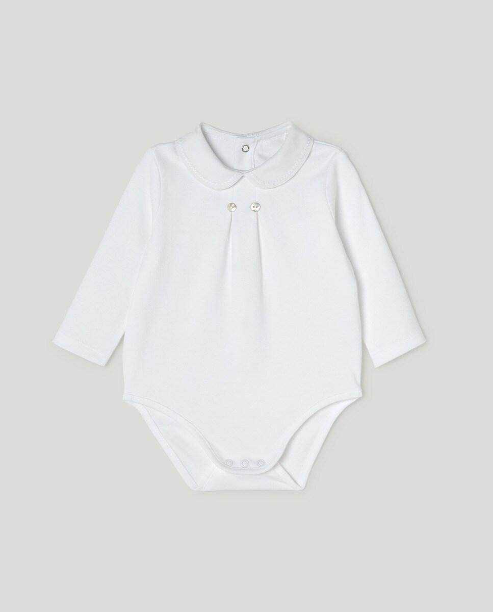 Body manches longues maille interlock col Claudine