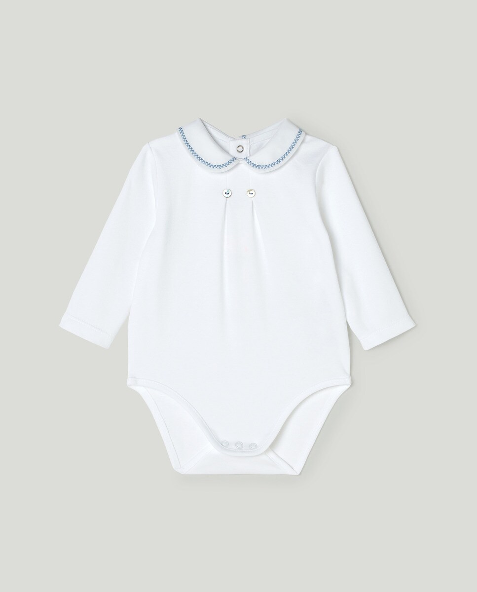 Body manches longues maille interlock col Claudine