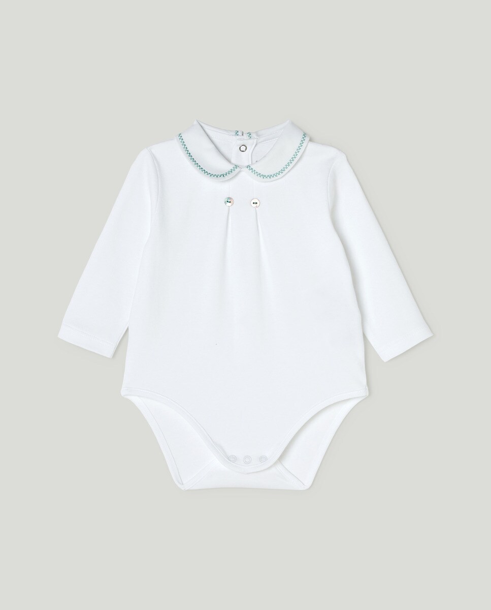 Body manches longues maille interlock col Claudine