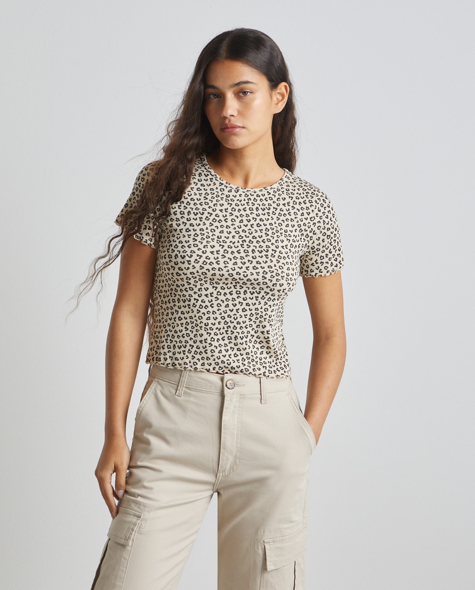 Tshirt côtelé imprimé