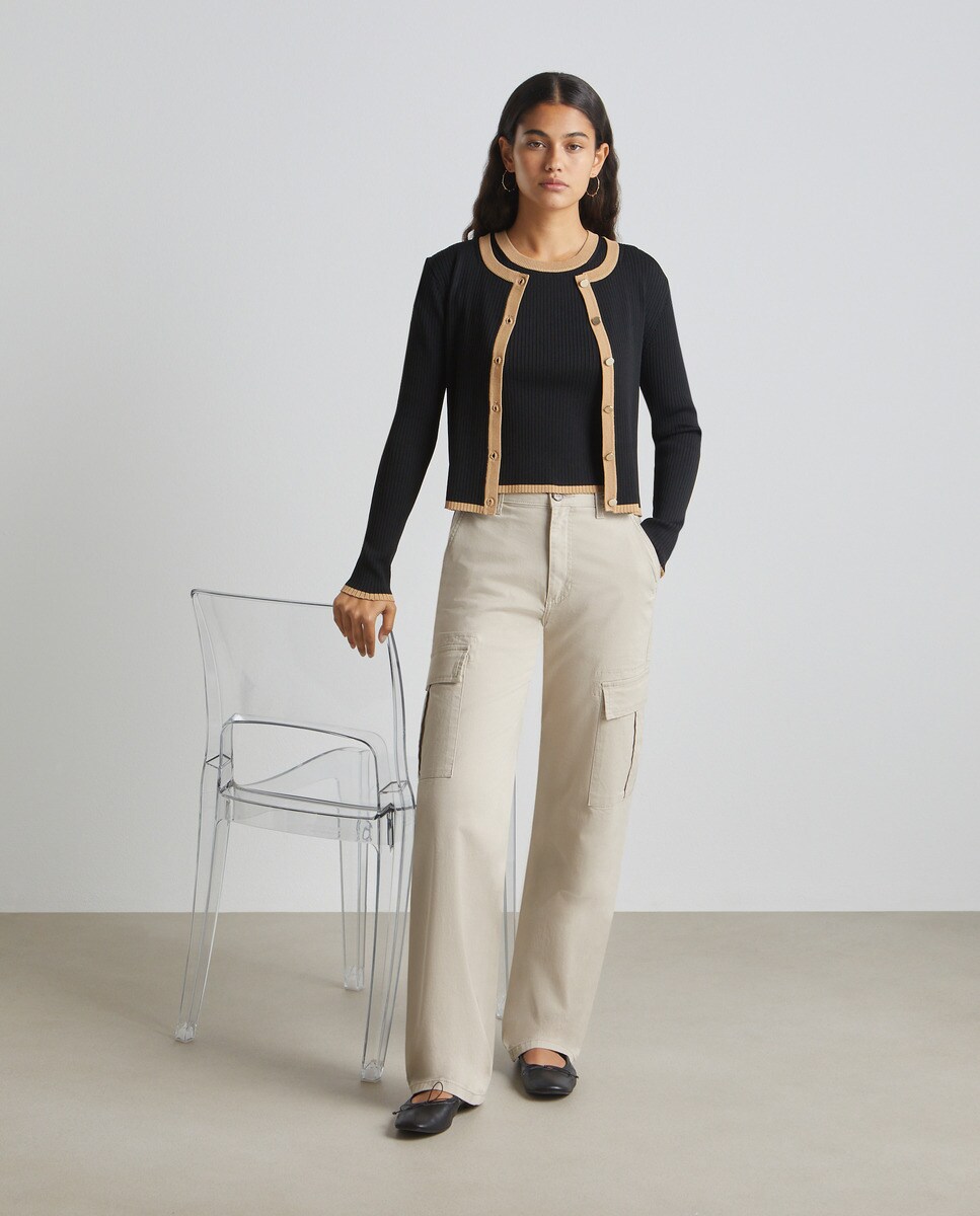 Veste sans manches en maille côtelée