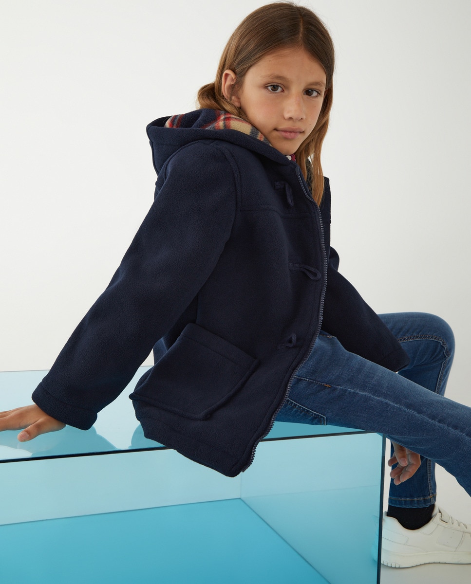 Dufflecoat à capuche et intérieur à carreaux