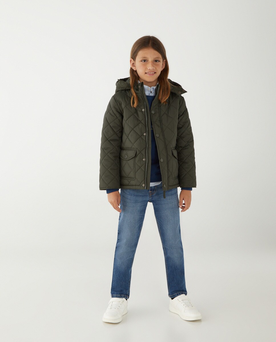 Parka unie à capuche