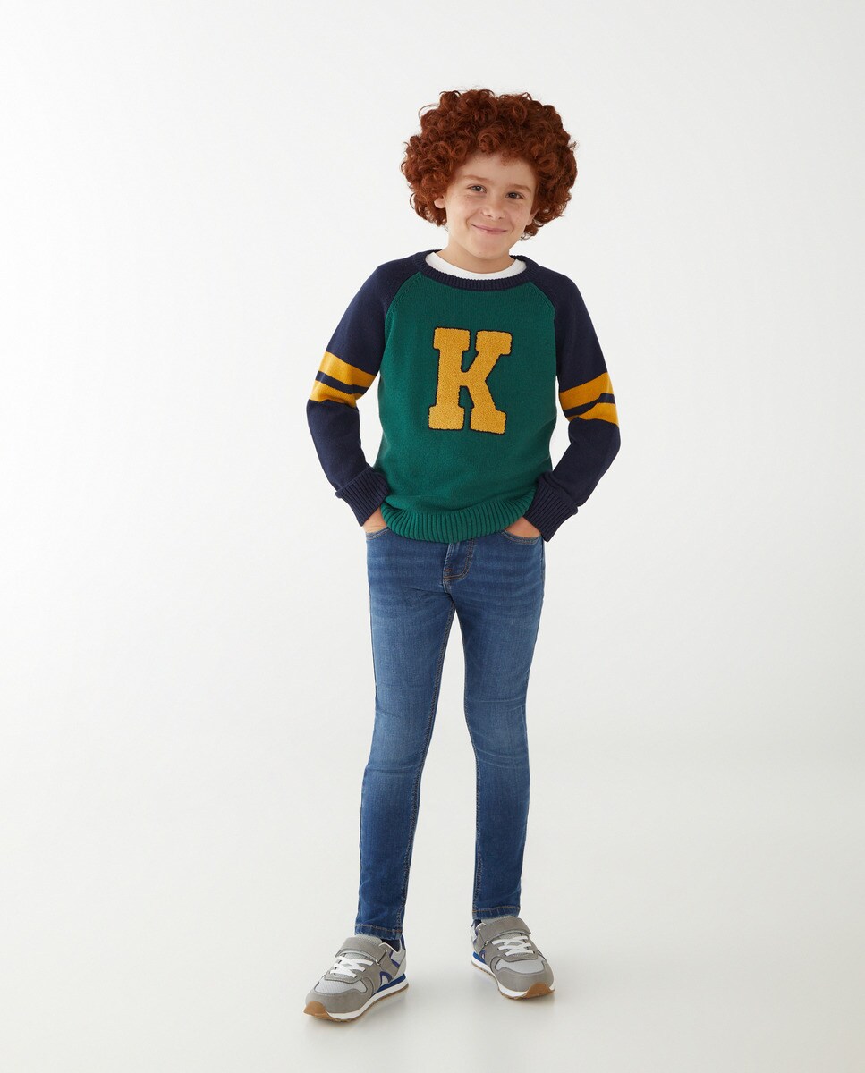 Pull maille imprimé devant