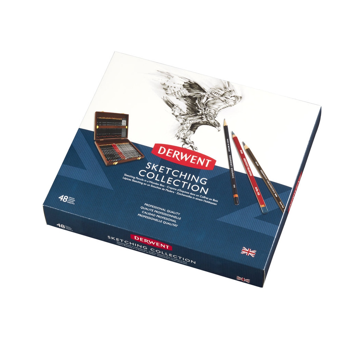 Caja de madera de 48 lápices para sketching Derwent 3