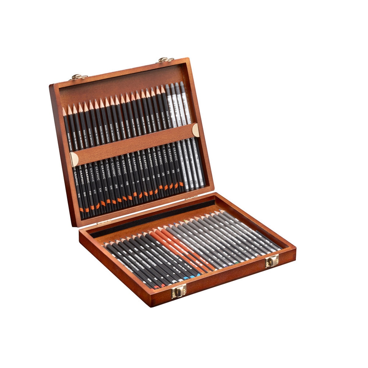 Caja de madera de 48 lápices para sketching Derwent 2