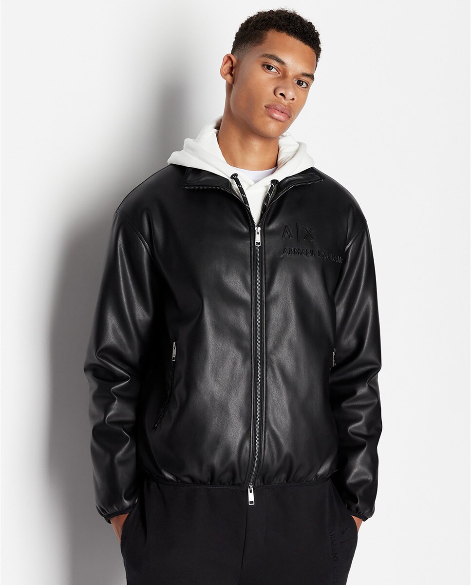 Veste en écocuir avec logo en relief