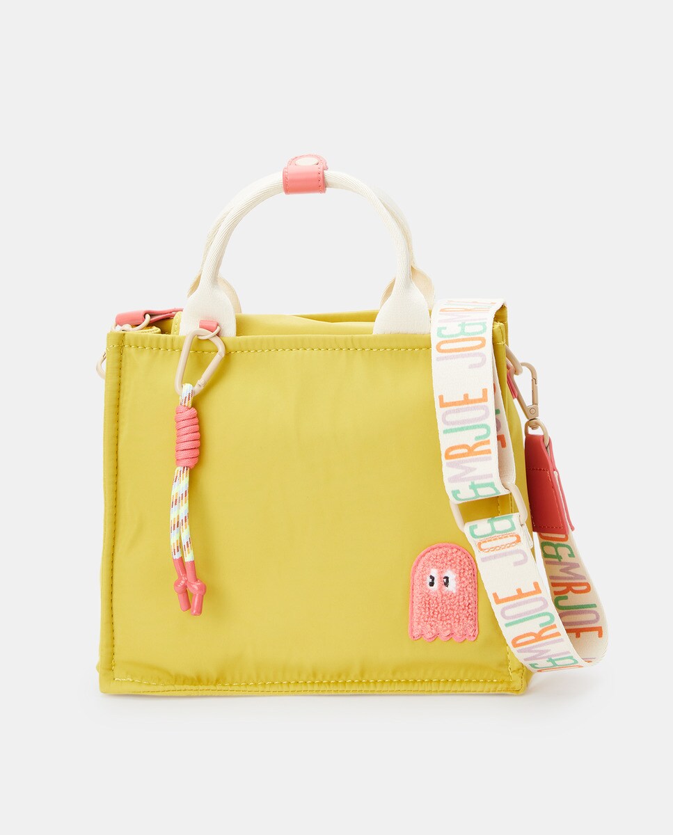 Petit sac cabas en nylon recyclé citron avec anse longue