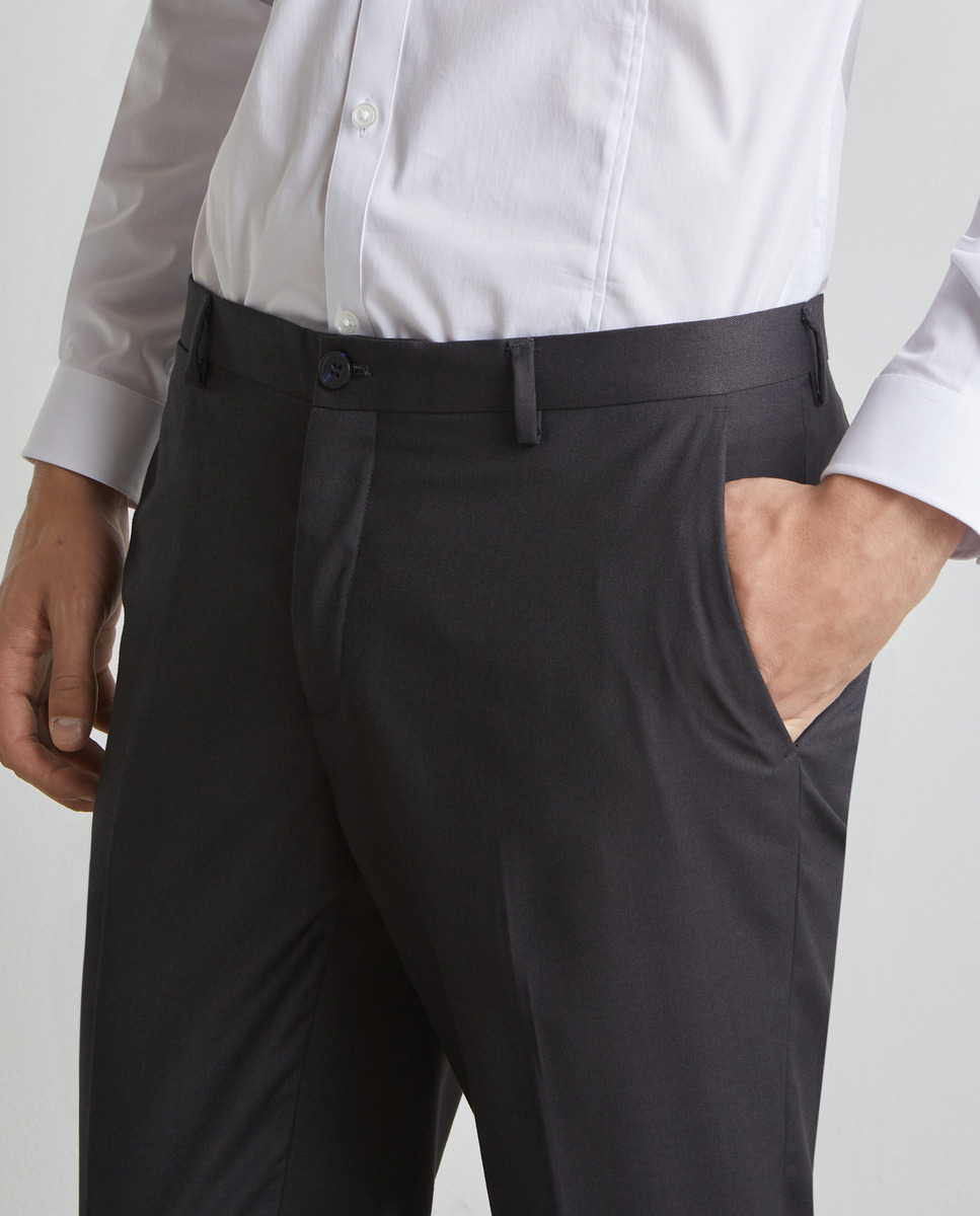 Calças de Fato Lisas Cinzento-8