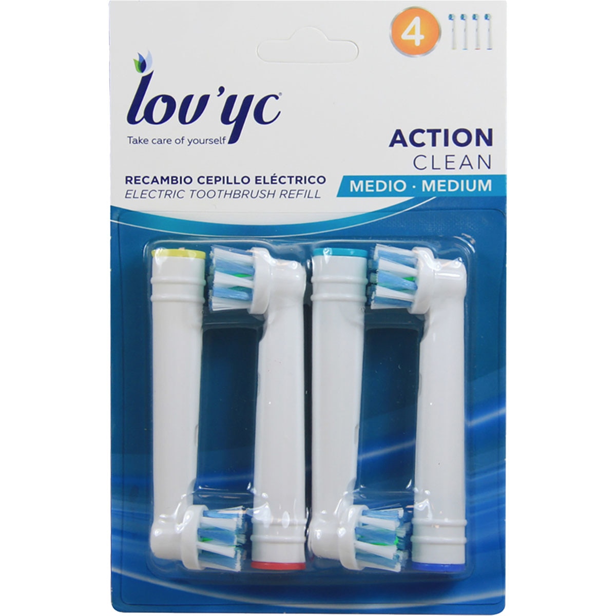 recambio de cepillo dental Action Clean medio blister 4 unidades
